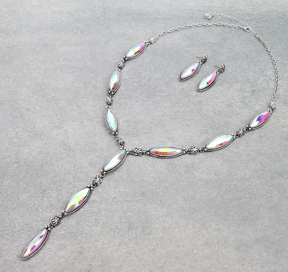 Western Oval Stone Y Necklace Set