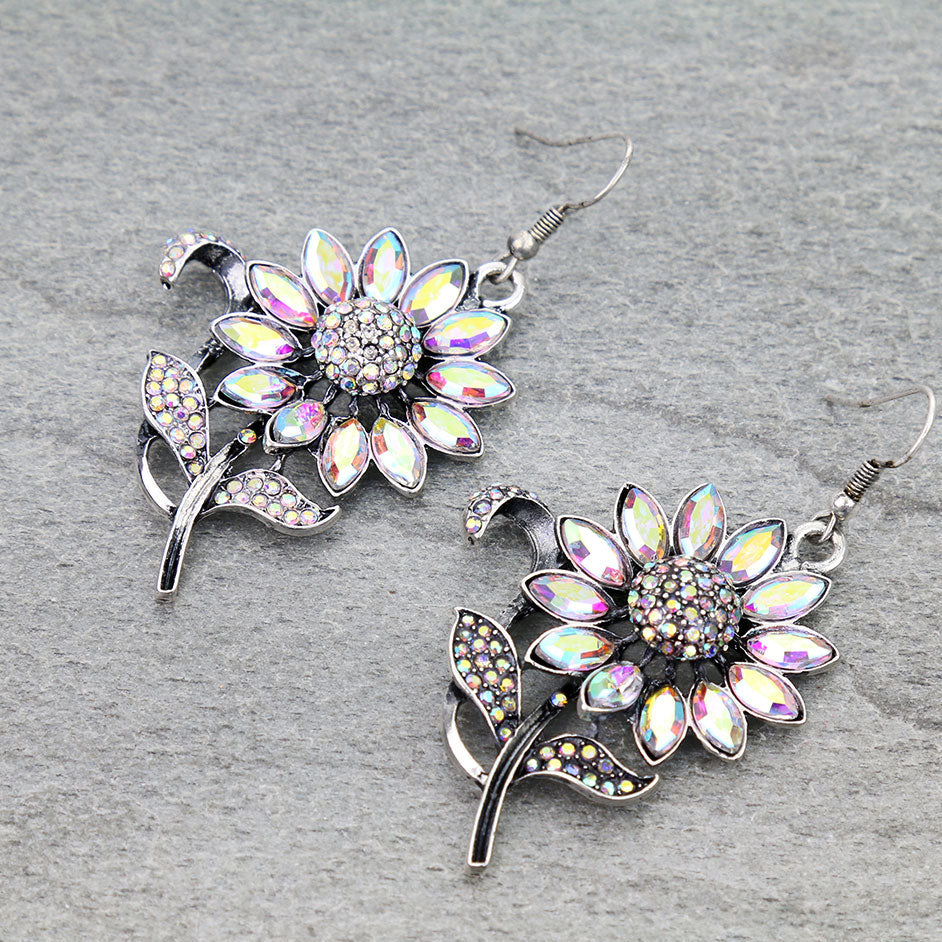 Western Sunflower Stone Dangle Earrings