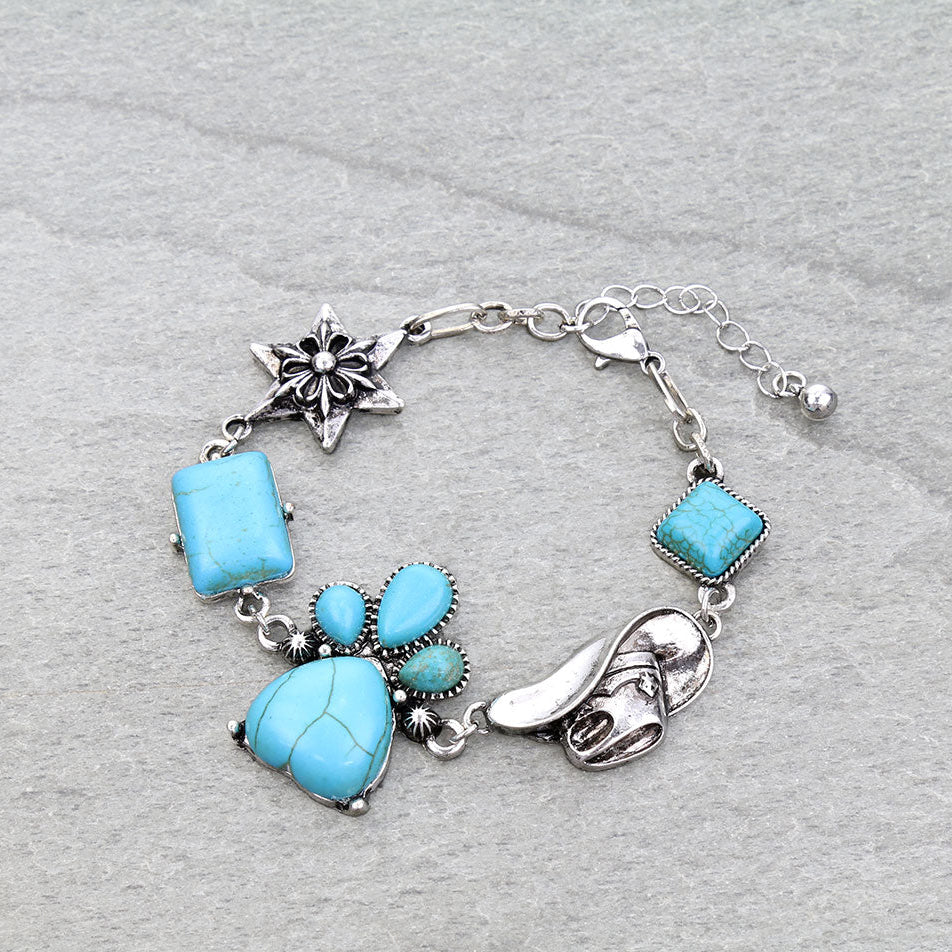 Western Heart Charm Link Bracelet