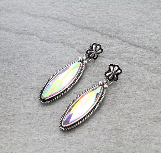 Western Oval Stone Stud Earrings