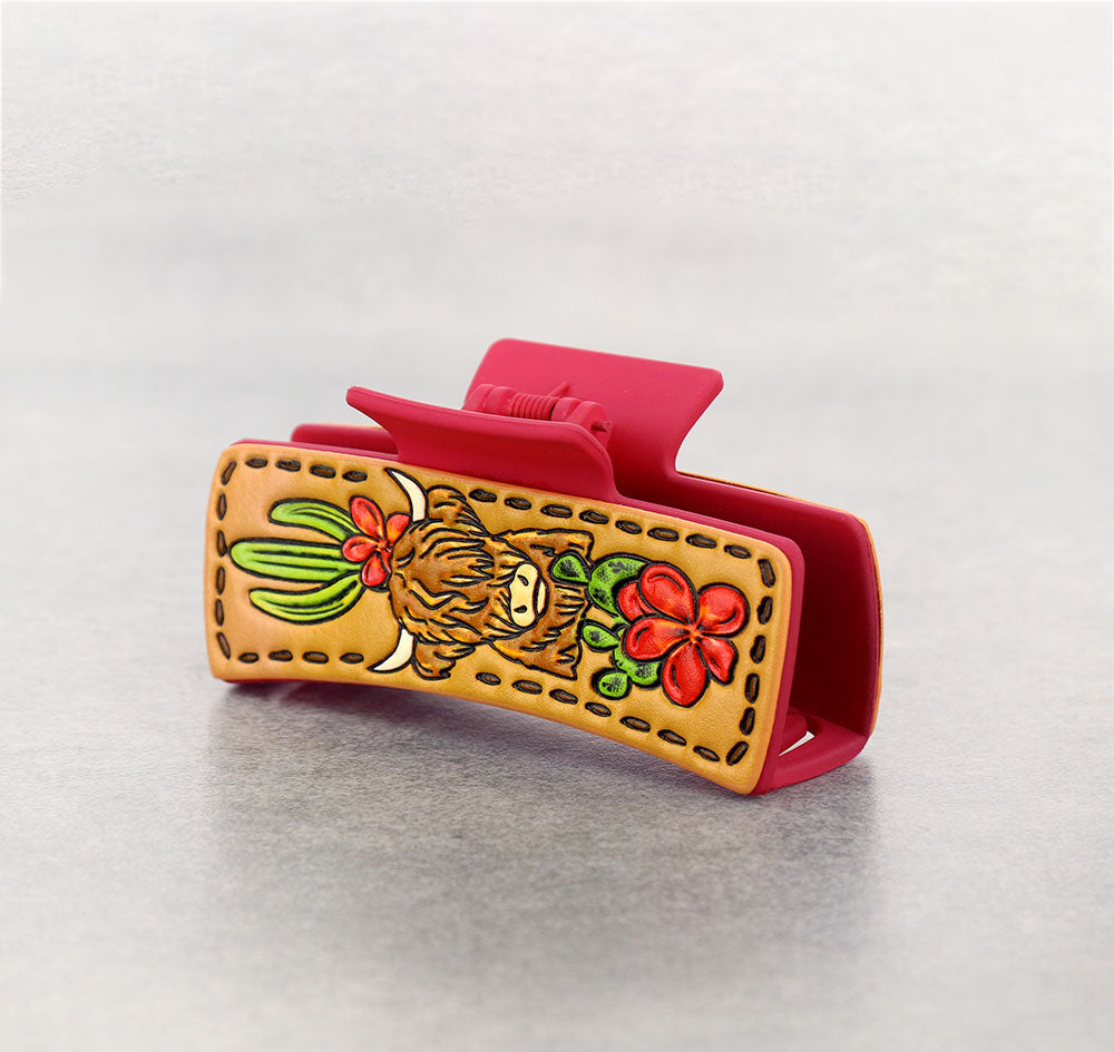 Large Western Scotty Cow Hair Claw Clip