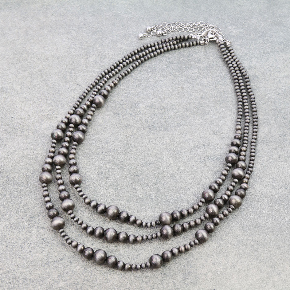 3 Layered Navajo Style Pearl Necklace