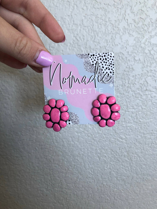 Mini Roan Studs - Pink Stones