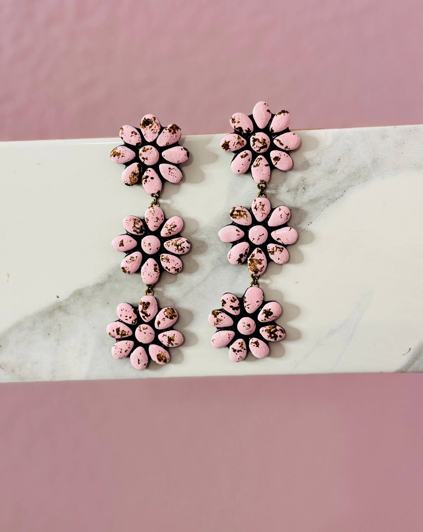 Western Clay Earrings - Pink Quartz