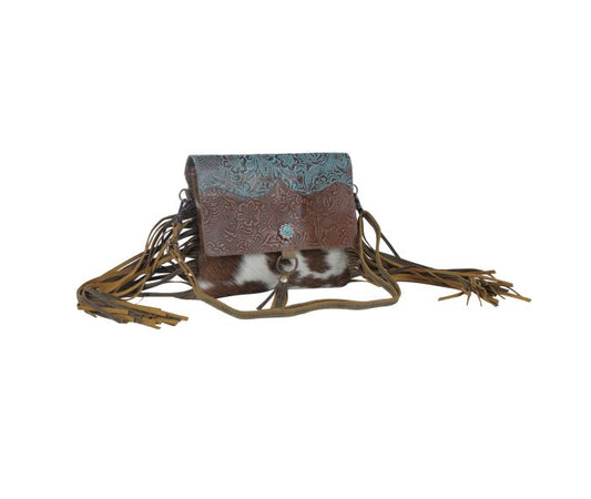 Cerulean Vines Leather & Hairon Bag