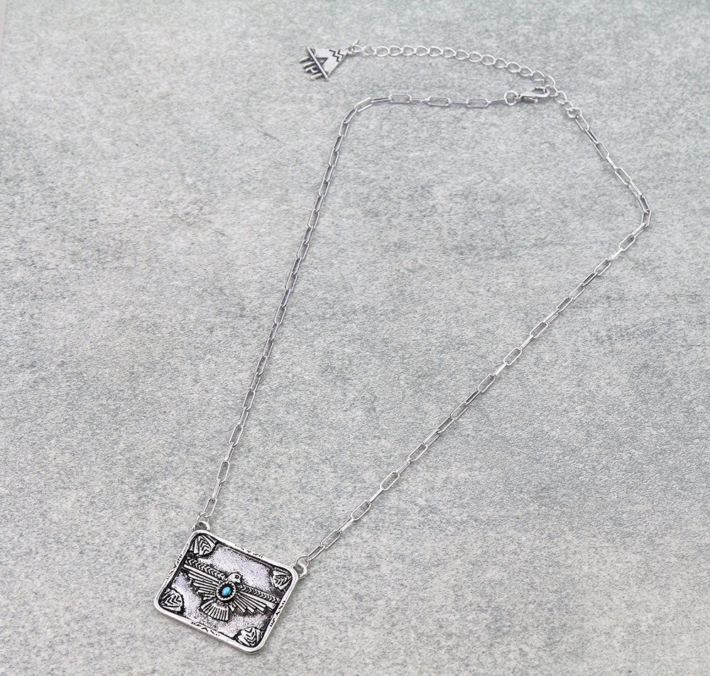 Western Thunderbird Metal Plate Necklace