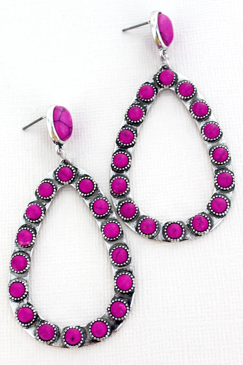 FUCHSIA PINK KILREA TEARDROP EARRINGS