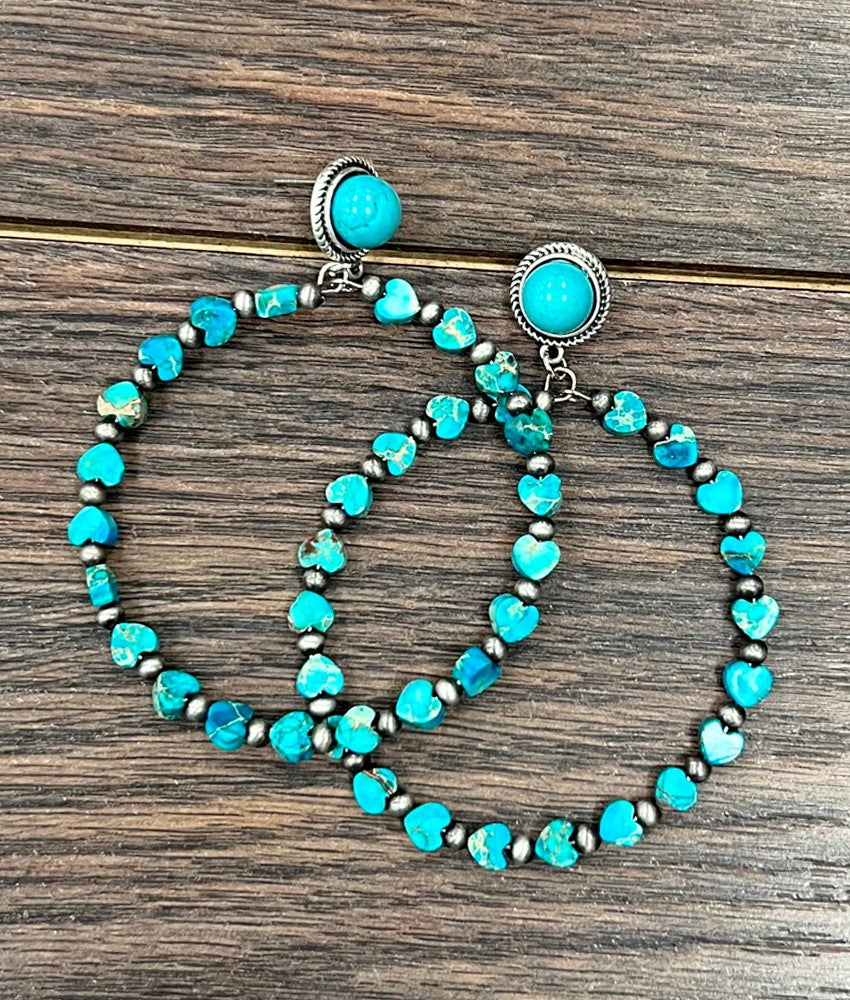 gemstone turquoise hoop earrings