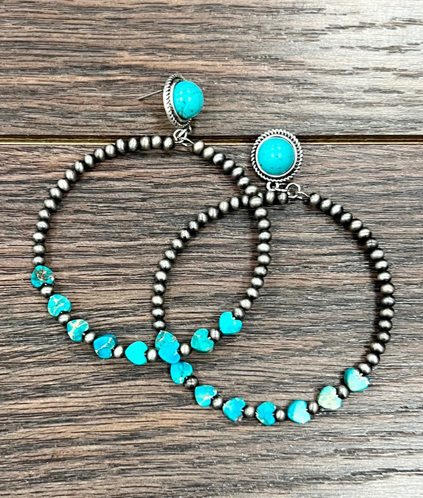 navajo gemstone turquoise hoop earrings