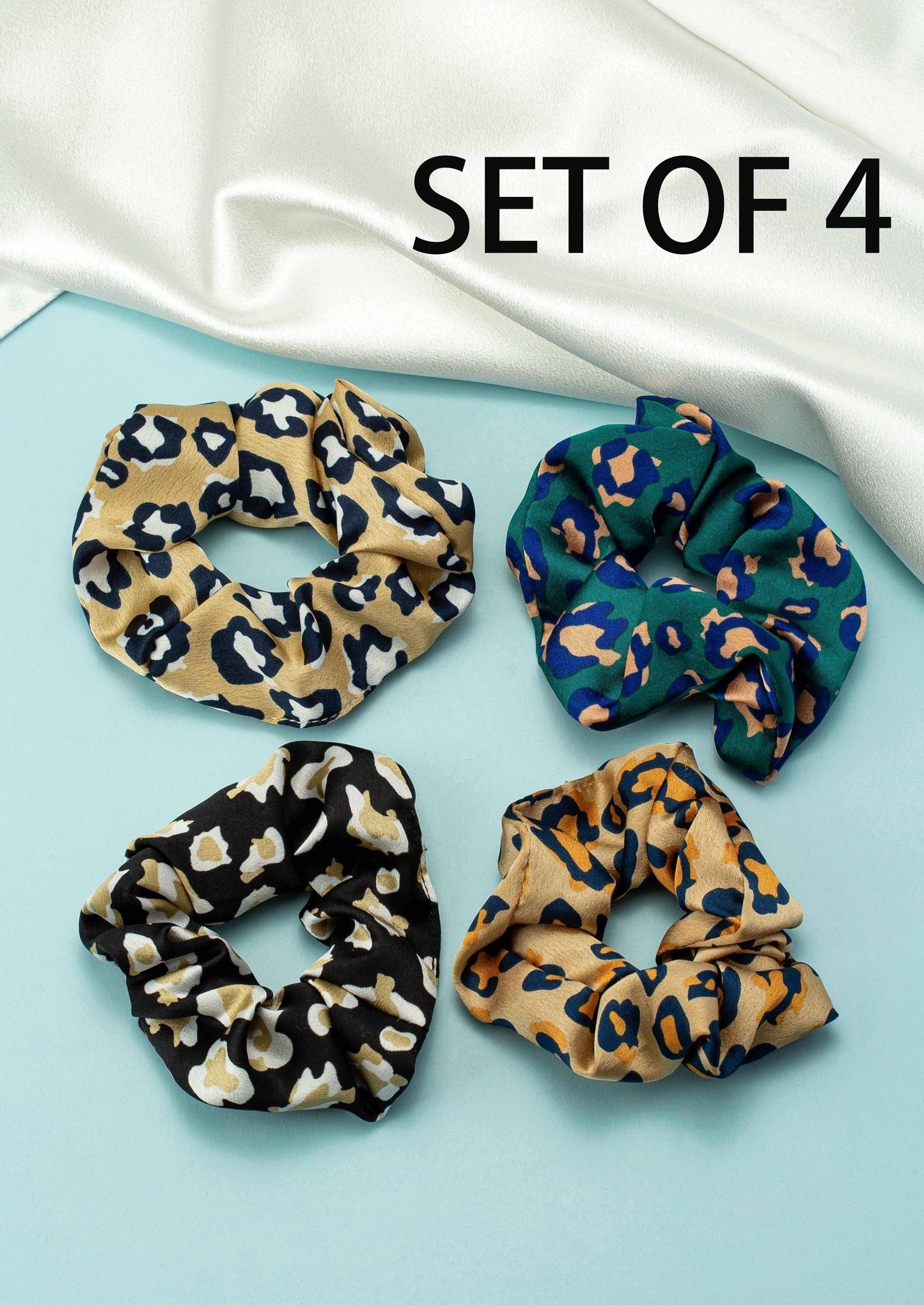 4 PIECES SET ANIMAL PRINT HAIR SCRUCHIES
