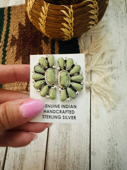 Navajo Sterling Silver & Royston Turquoise Cluster Post Earrings