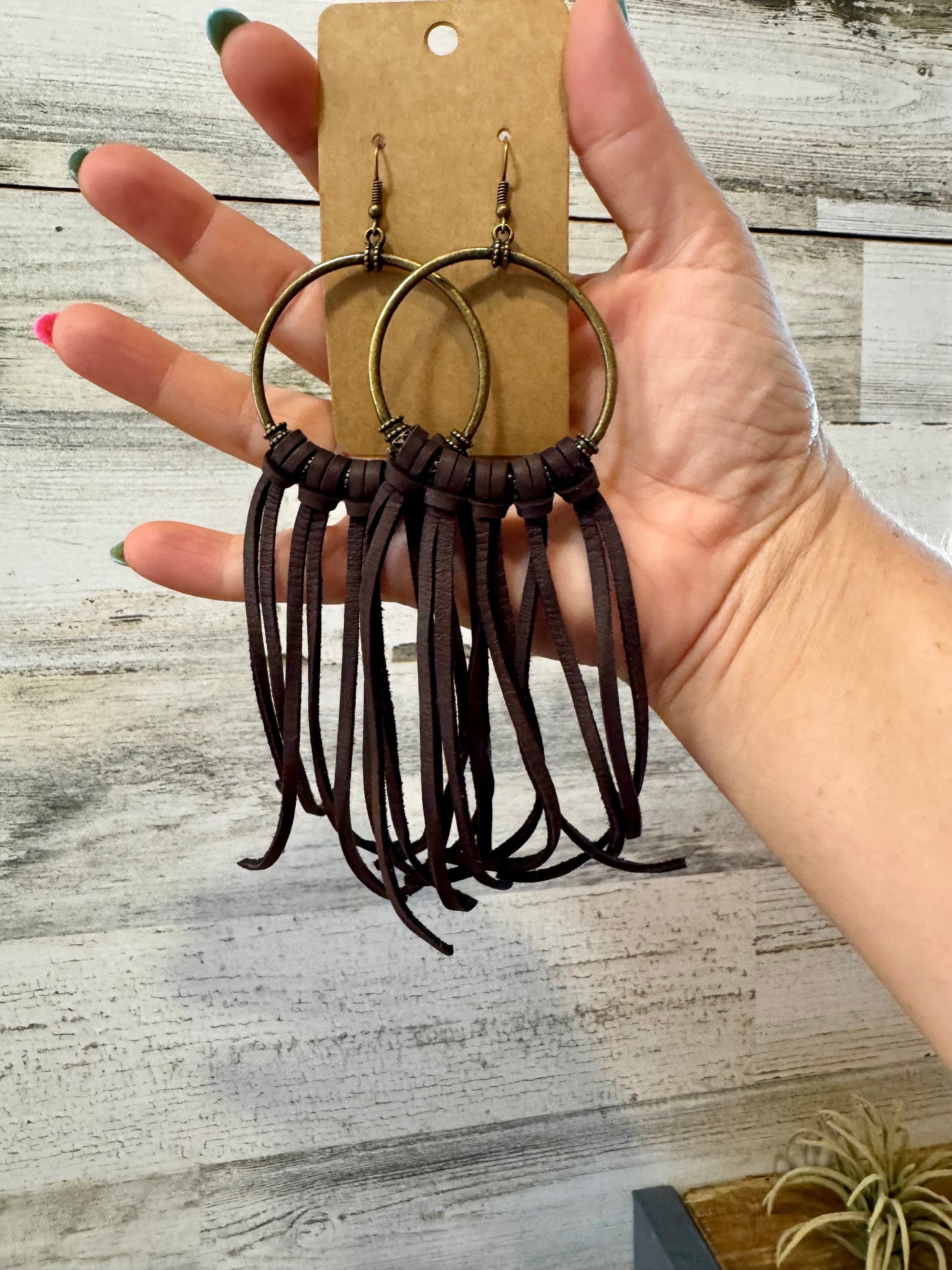 10 options Deer Skin Leather Hoop Earrings – 6.5" – Final Edition – USA Made