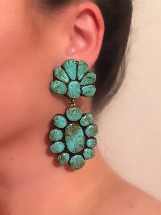 The Roan Earrings - Turquoise Stone No Fringe