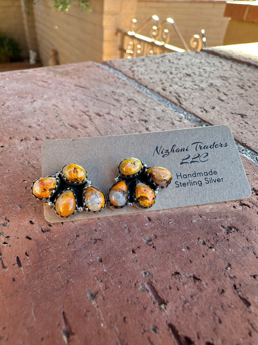 Nizhoni “The Backroads” Bumble Bee Jasper & Sterling Silver 4 Stone Earrings Handmade