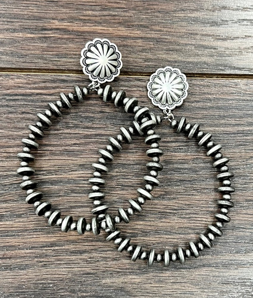 Handmade Navajo Bead Hoop Post Earrings