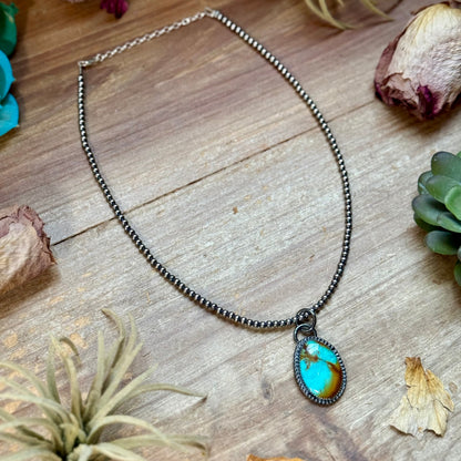 FREE Sterling Silver Pearl Necklace + MJ Oval Turquoise Pendant