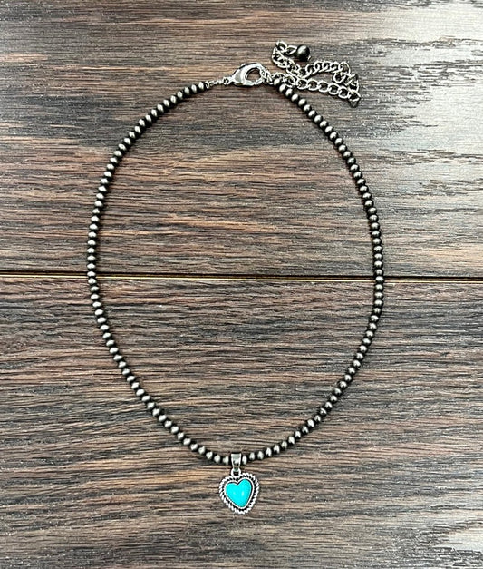 Heart Synthetic Turquoise Necklace 736365