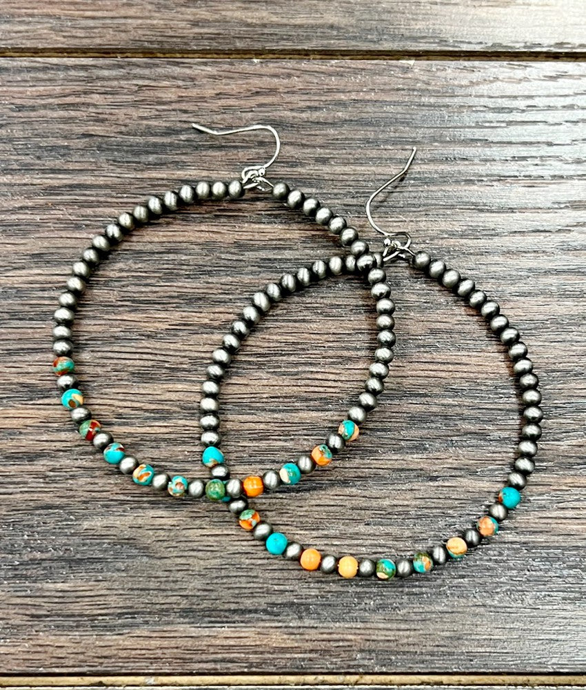 Handmade Gemstone Hoop Earrings 723810
