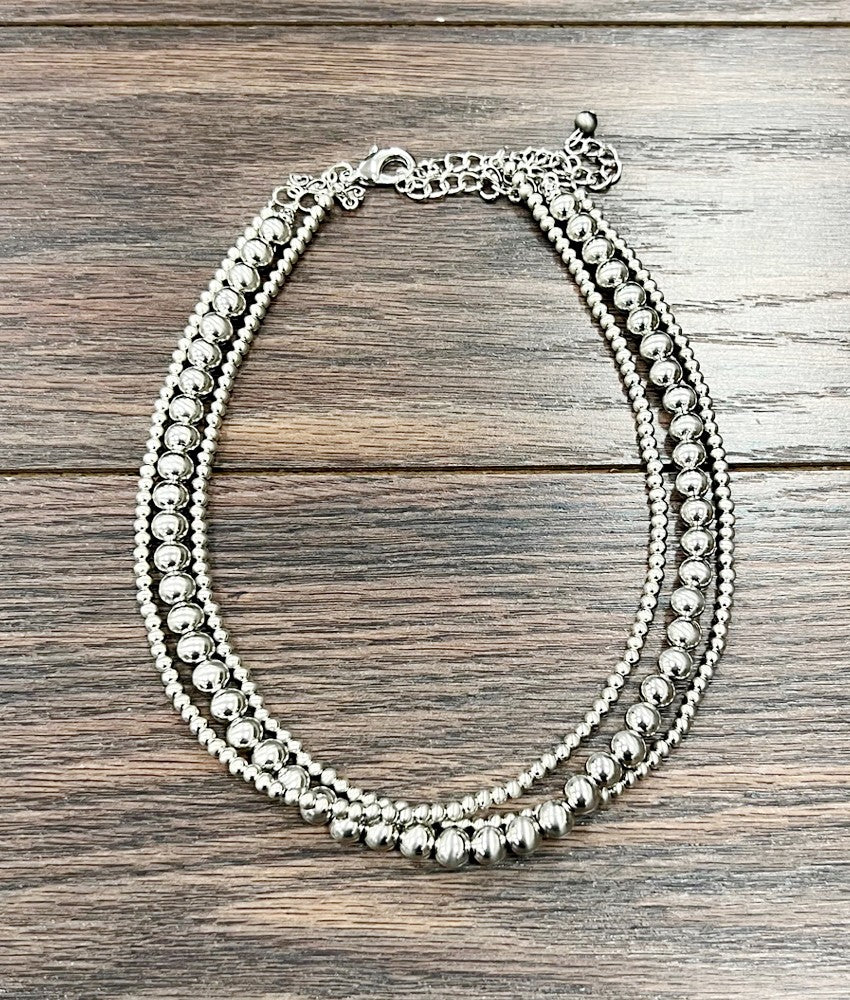 Handmade Silver  Bead Necklace 737296
