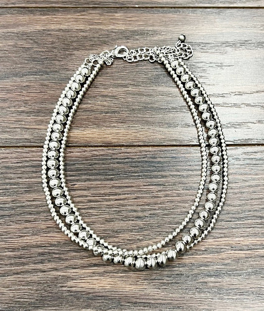 Handmade Silver  Bead Necklace 737296
