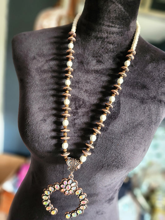 Crystal Squash Blossom Necklace - Ivory & Copper
