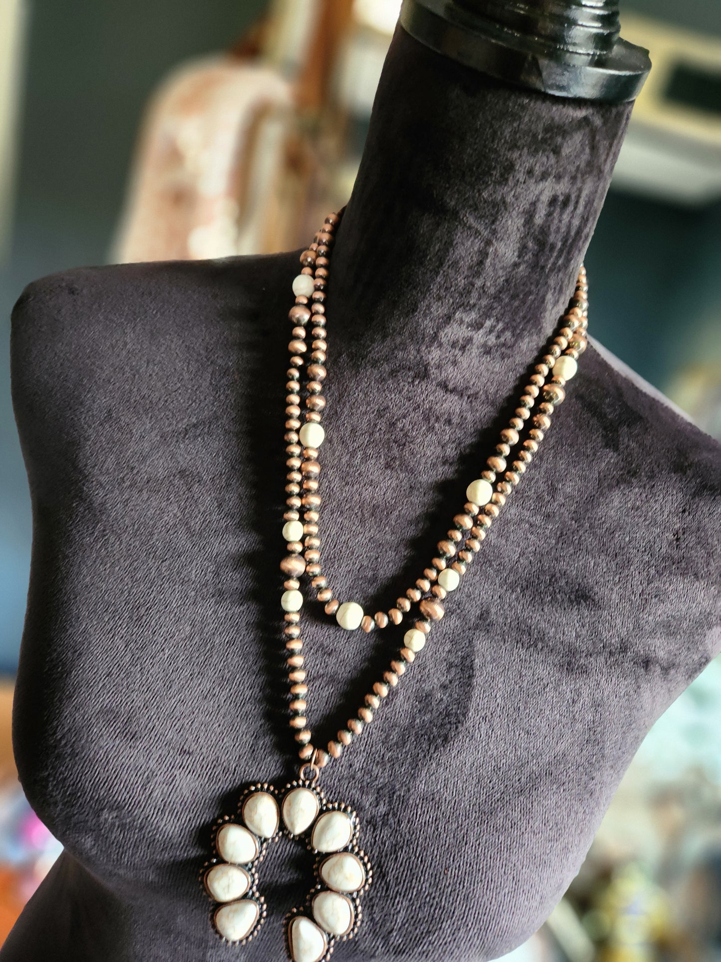 Squash Blossom Necklace - Ivory & Copper