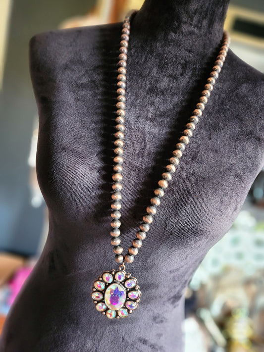 Crystal Squash Blossom Necklace - Copper & AB