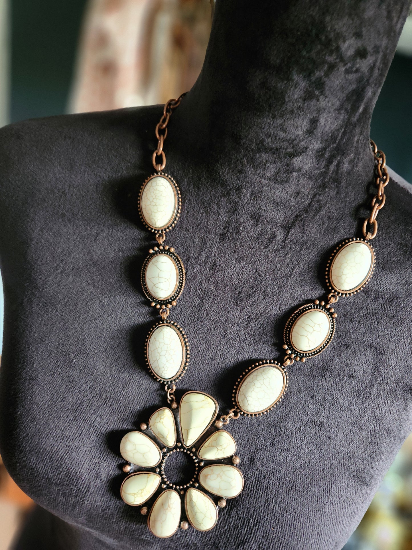 Squash Blossom Necklace - Ivory & Copper
