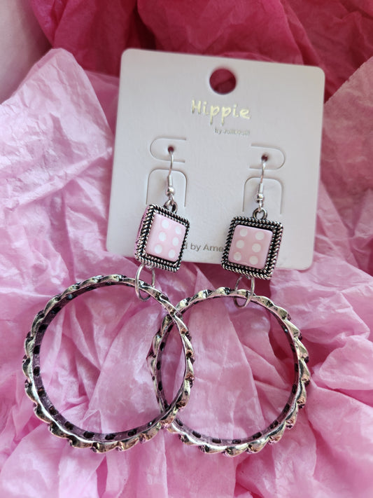 Dice Cuban Chain Hoop Dangle Earrings