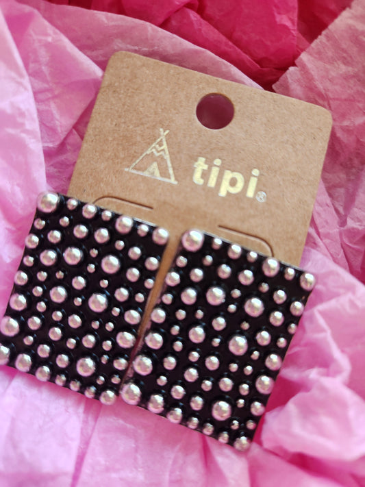 Western Rectangle Bubble Stud Earrings