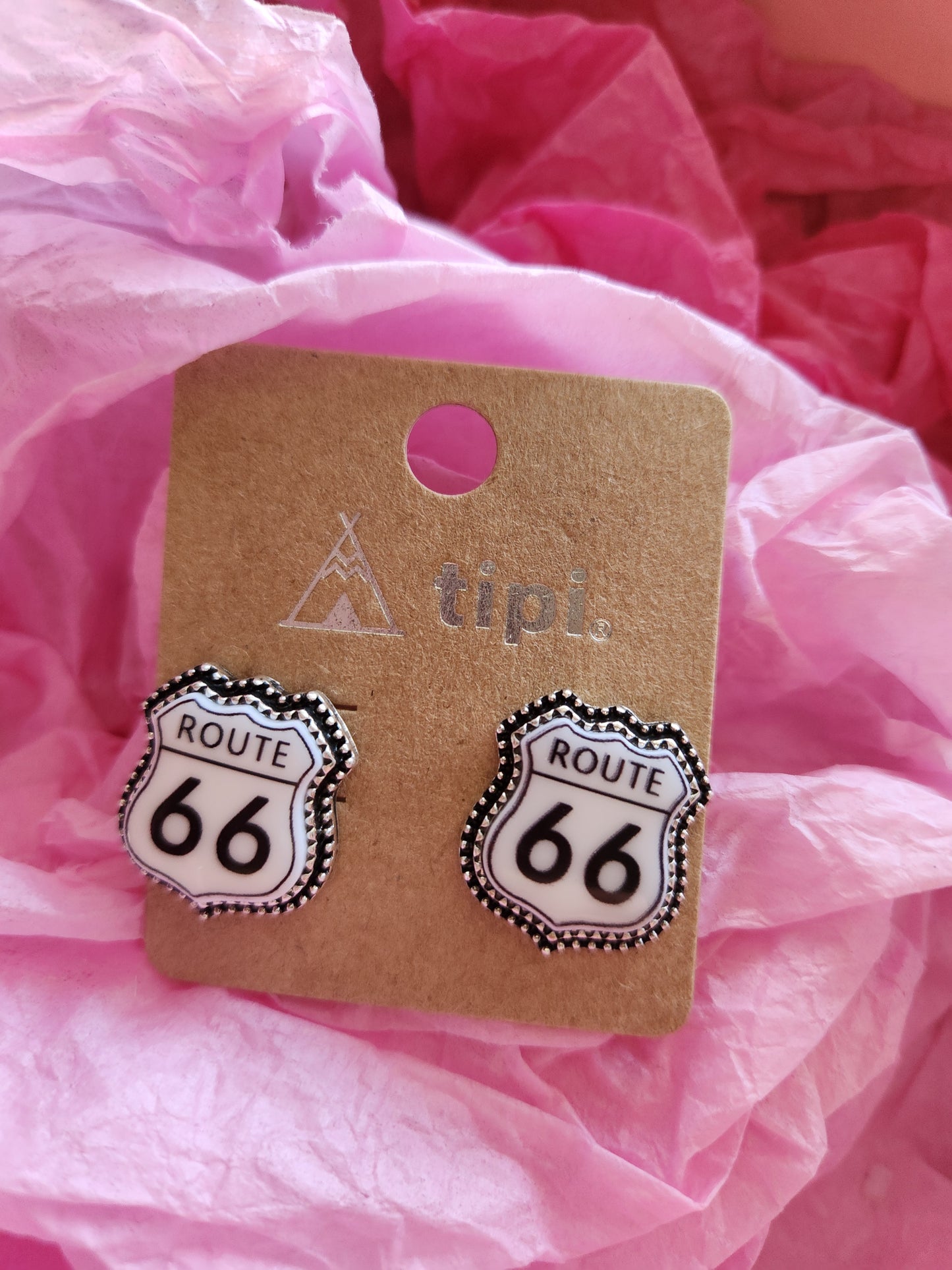Route 66 Sign Stud Earrings