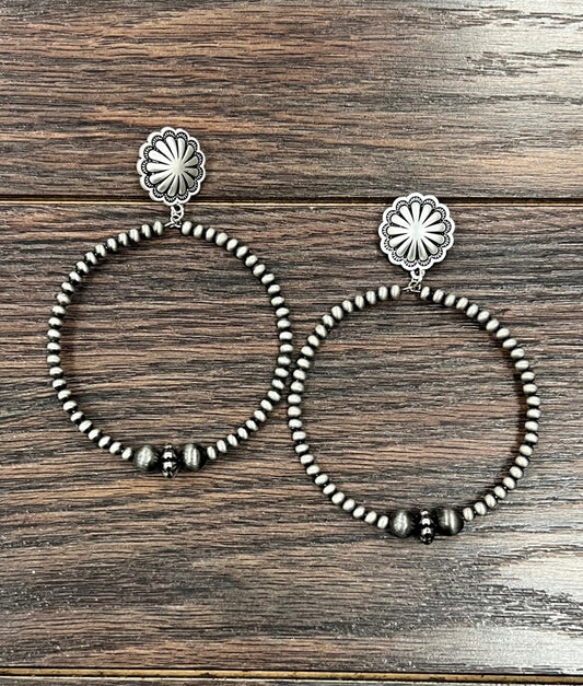 Handmade Navajo Bead Hoop Post Earrings