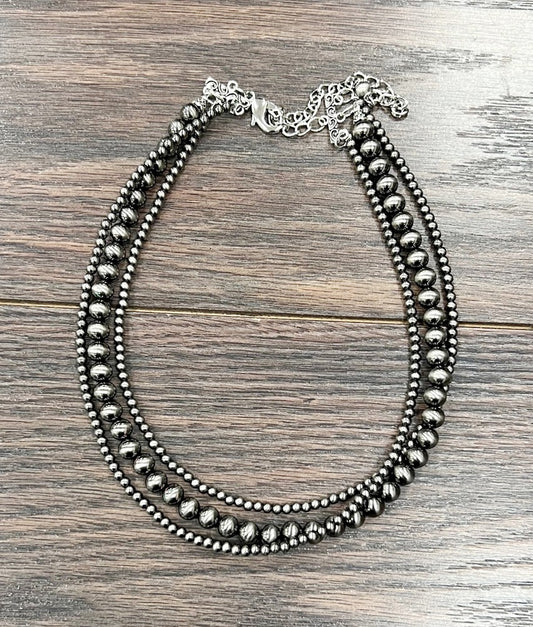 16" Long, 3-strand Polished  Pearl Necklace