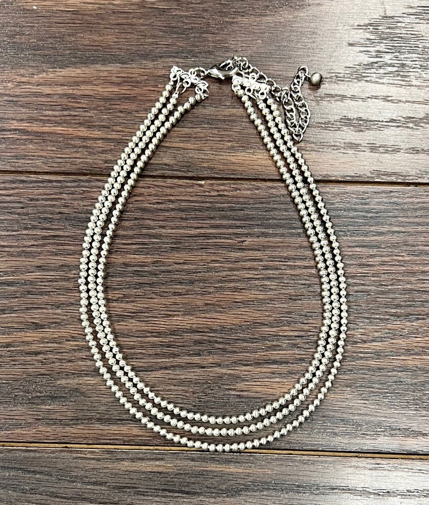 17-inch 3-strand 4mm Silver Necklace 738064