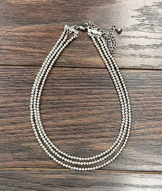 17-inch 3-strand 4mm Silver Necklace 738064