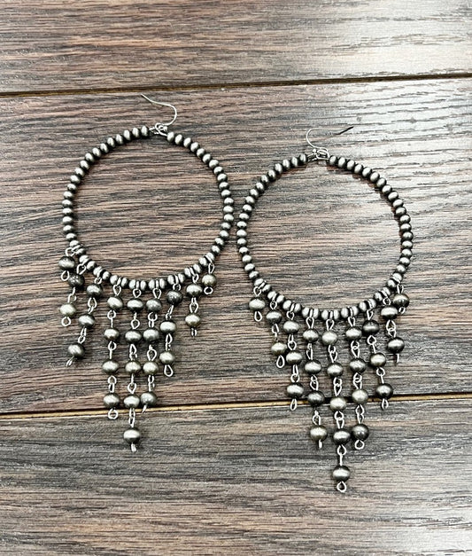 Big! 5" Long, Handmade Navajo Pearl Earrings