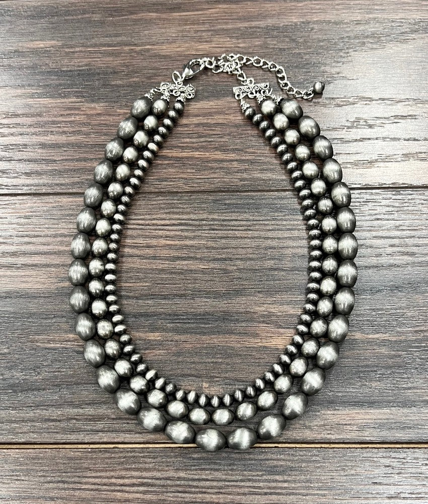 Handmade Oval, Round Navajo Bead Necklace 739055