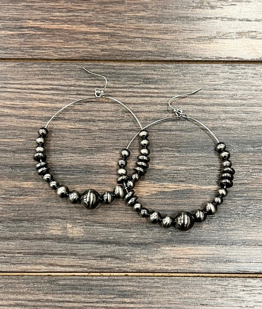 Handmade Polish Navajo Bead Hoop Earrings 726217