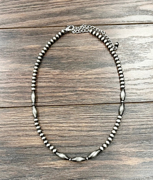 19-inch Elongated, Round  Bead Necklace 739514