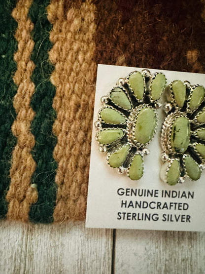 Navajo Sterling Silver & Royston Turquoise Cluster Post Earrings