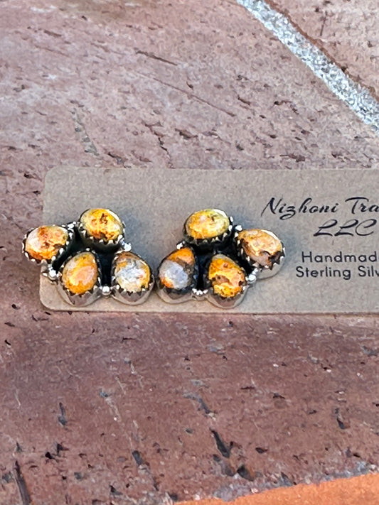 Nizhoni “The Backroads” Bumble Bee Jasper & Sterling Silver 4 Stone Earrings Handmade