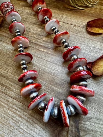 32 inch - American Rodeo Collection - 8 mm Sterling Silver Pearls & Red Spiny
