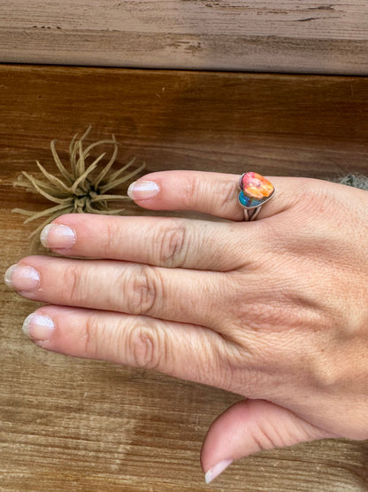 Heart Ring - Size 6 1/2 -Dahlia ring and sterling silver