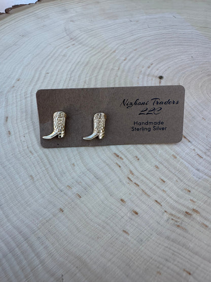 “The Golden Collection” Handmade 14k Gold Plated Cowboy Boot Stud Earrings
