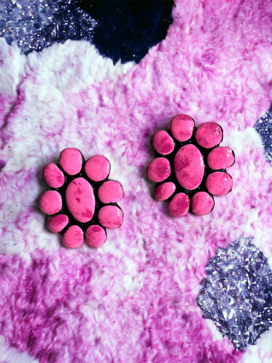 Mini Roan Studs - Pink Stones