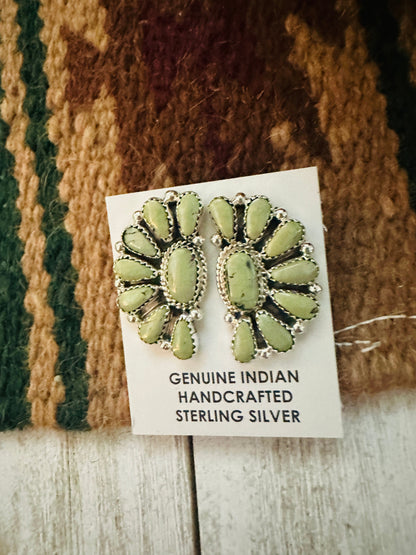 Navajo Sterling Silver & Royston Turquoise Cluster Post Earrings