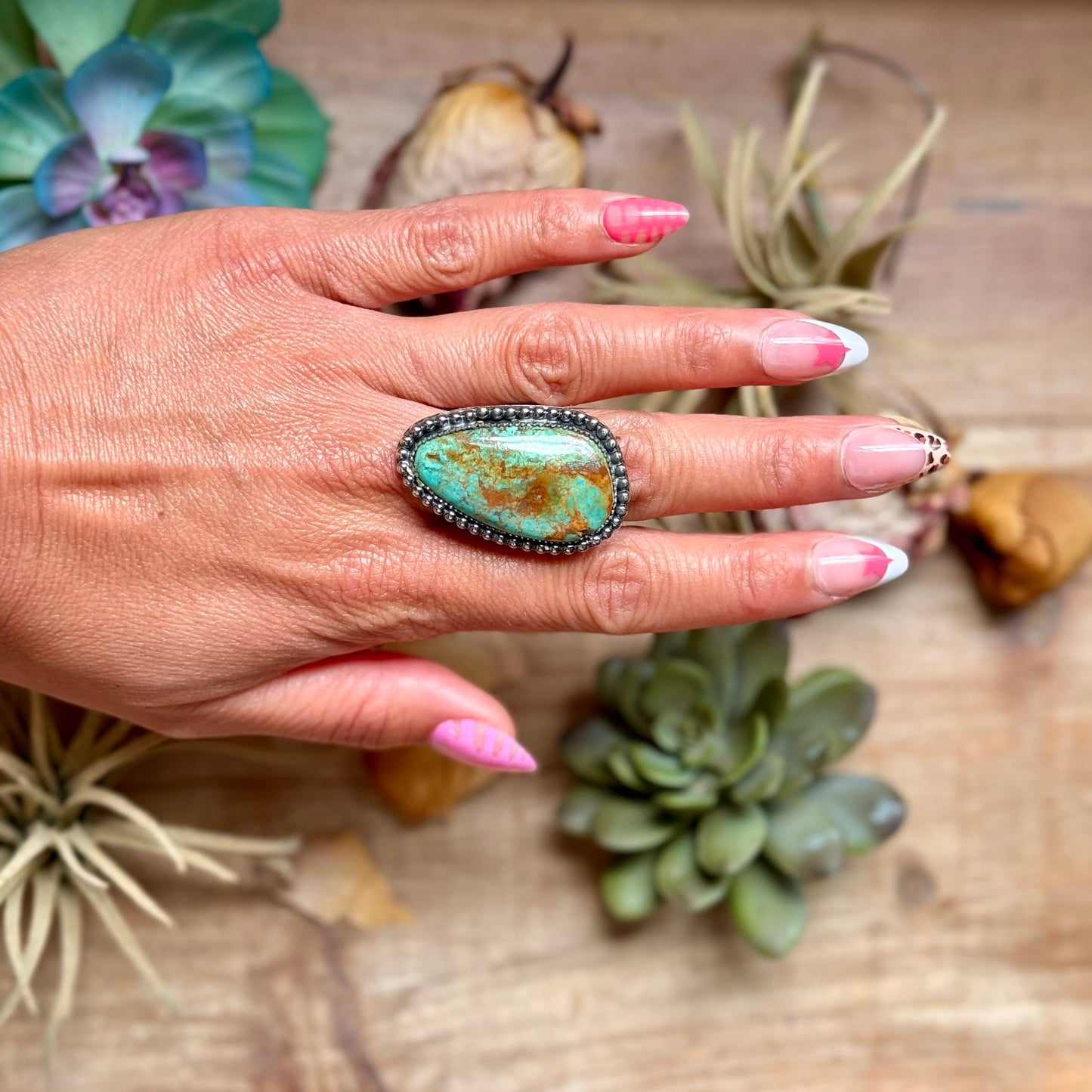MJ Freeform Turquoise Ring – Sterling Silver