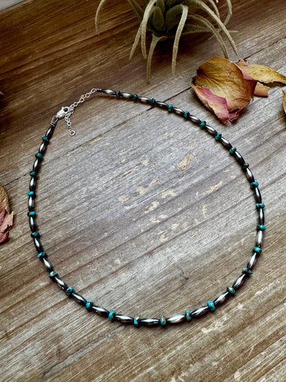 14.5-Inch Turquoise Rondelle & Sterling Torpedo Bead Choker