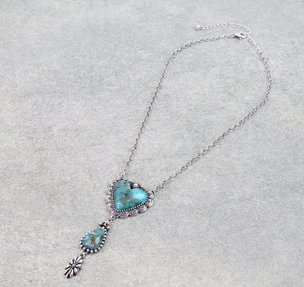 Western Hand Stone Heart Necklace