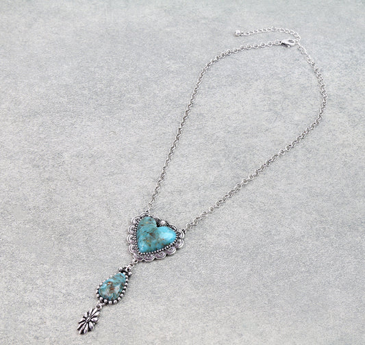 Western Hand Stone Heart Necklace